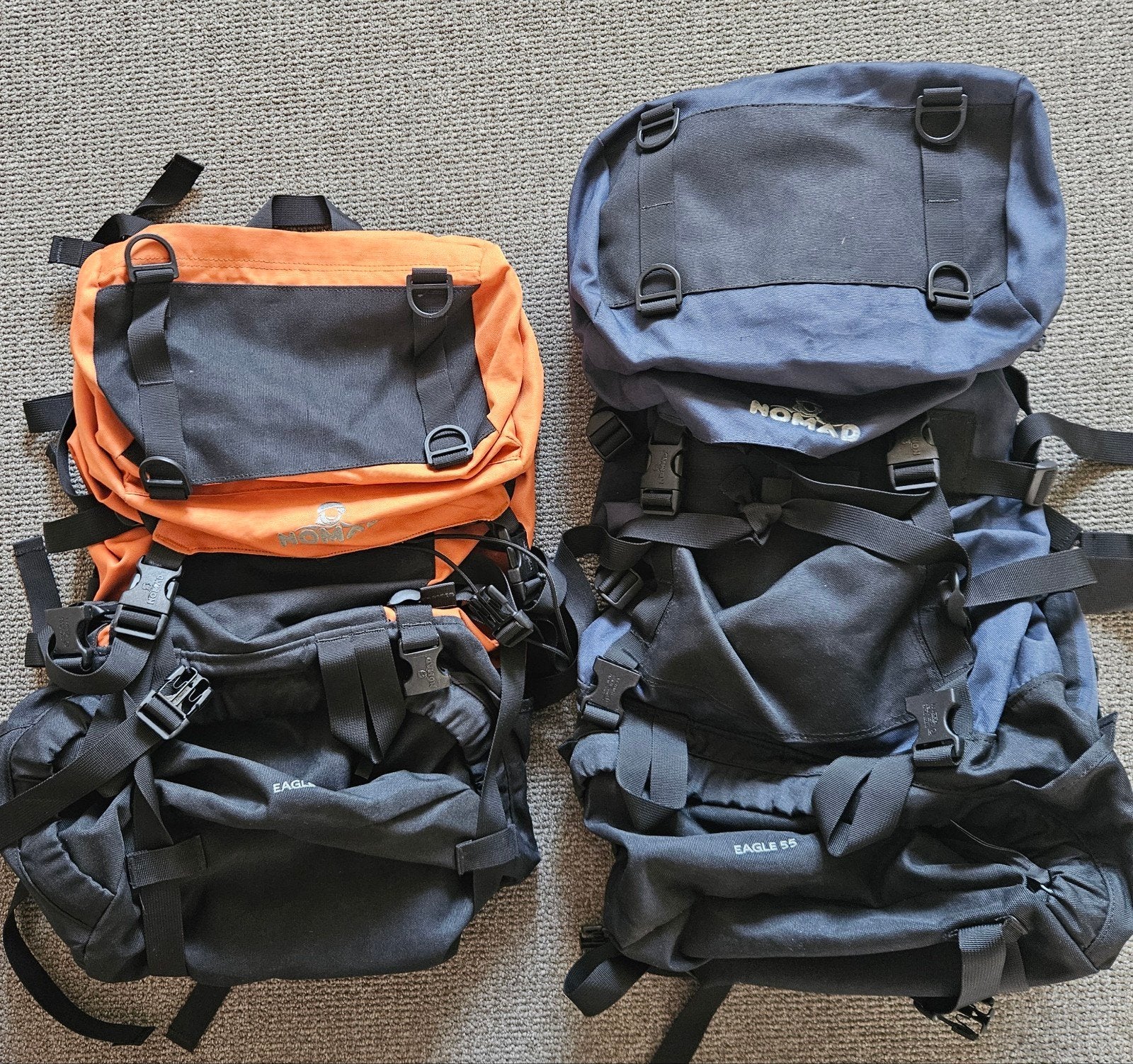2 Rugzakken trekking Nomad Eagle 50 en 55 liter z g a nieuw, Nomad, Verzenden, Zo goed als nieuw, Waterdicht