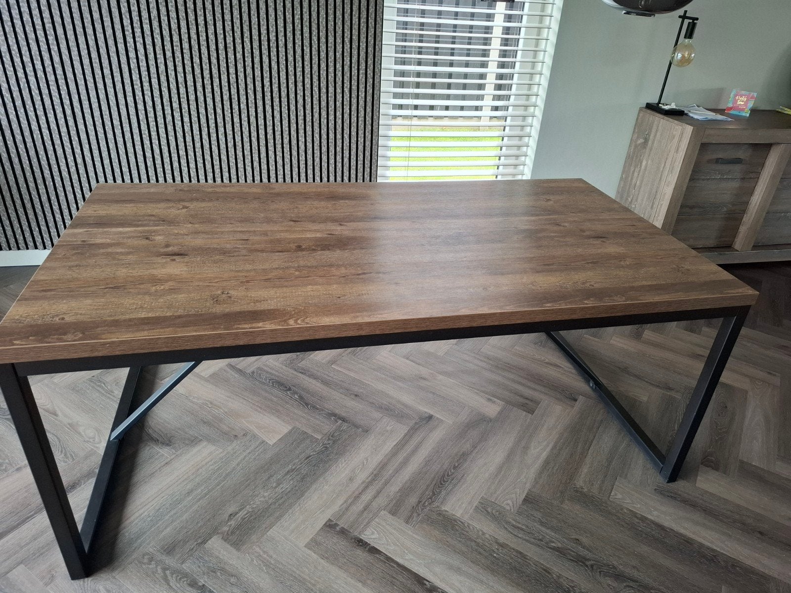 Eettafel 190x100 cm met lichte gebruikerssporen, Huis en Inrichting, Tafels | Eettafels, Gebruikt, 50 tot 100 cm, Vijf personen of meer