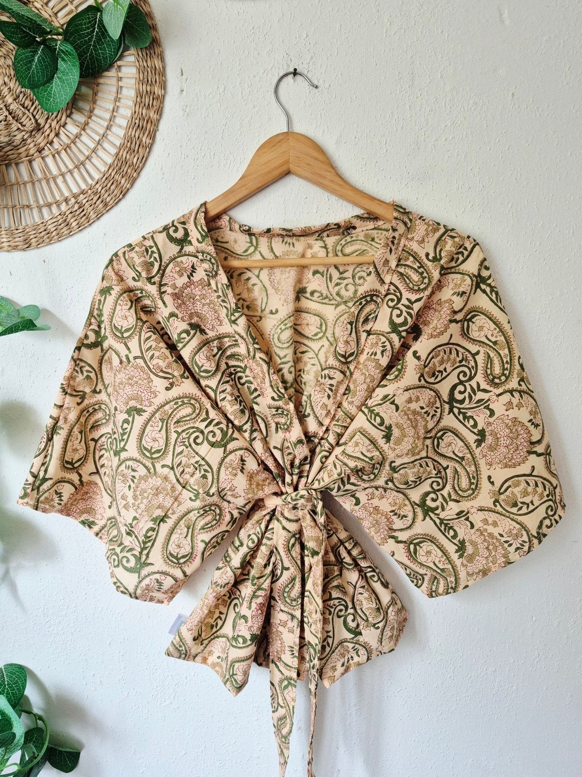 Handmade kimono van luchtig India katoen allsize, Verzenden, Maat 46/48 (XL) of groter, Nieuw, Korte mouw