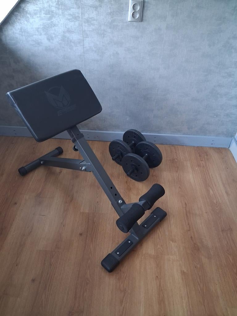 Rugbank met dumbellset - Gyronetics E-Series, Ophalen, Gebruikt, Buik, Fitnessbank