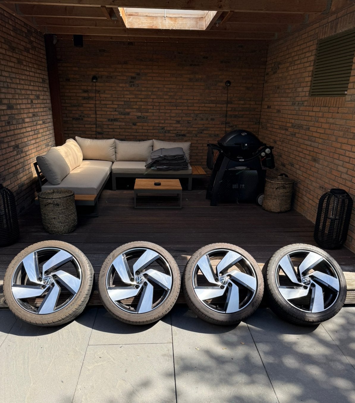 RICHMOND OEM 18” GTI GTD GTE VELGEN + BANDEN, Ophalen, 18 inch, Gebruikt, Velg(en)