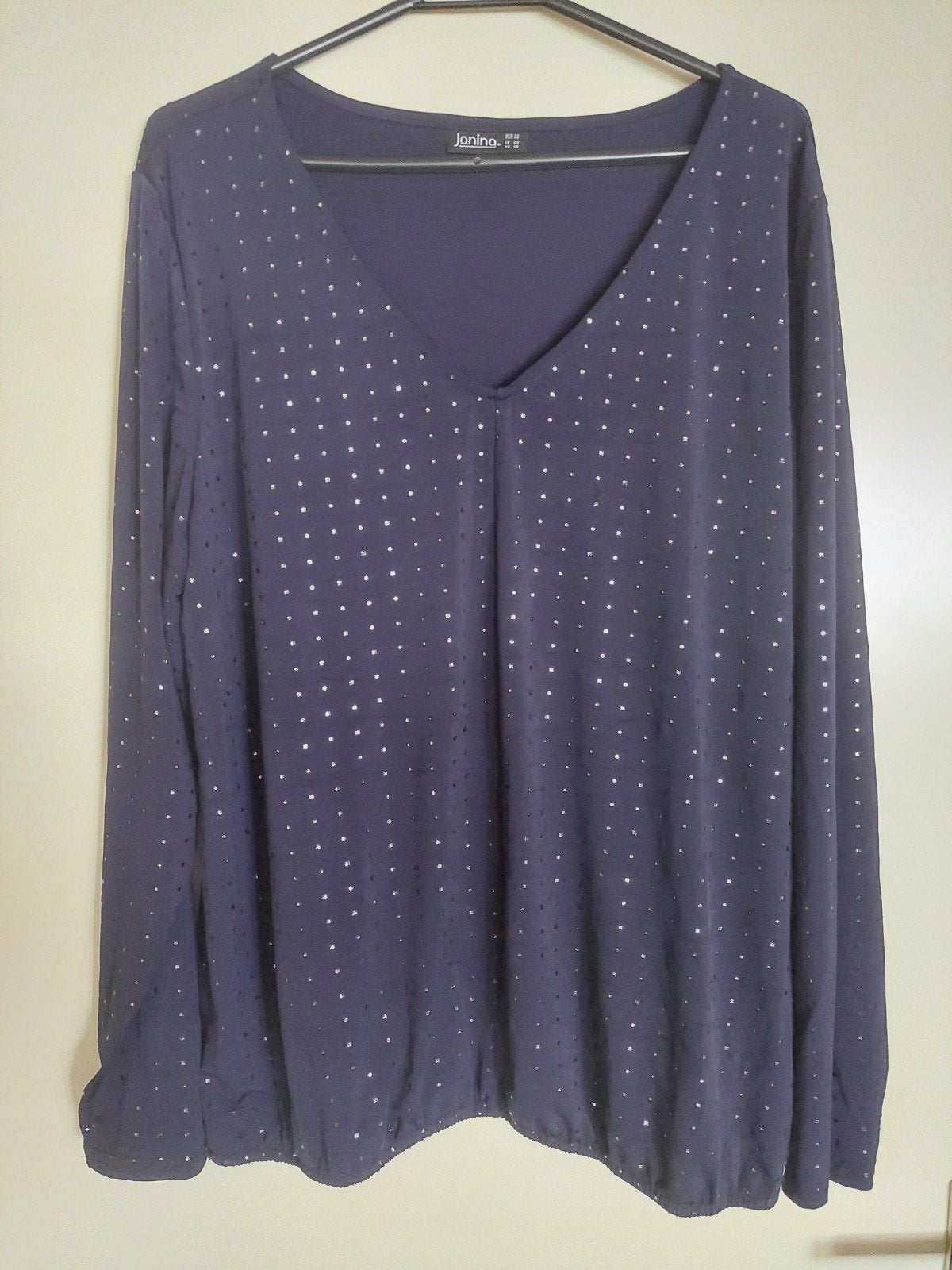 Glitter shirt maat 46 van Janina, Kleding | Dames, Grote Maten, Verzenden, Zo goed als nieuw, Blauw, Shirt of Top