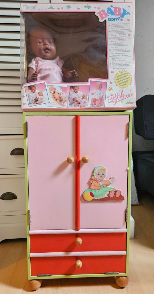 Baby born met kledingkast en veel kleertjes, Kinderen en Baby's, Speelgoed | Poppen, Ophalen, Zo goed als nieuw, Babypop
