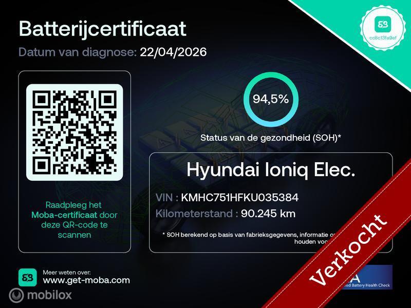 Hyundai IONIQ Comfort EV | Camera | ACC, 136 pk, Gebruikt, Met garantie (alle), Zwart