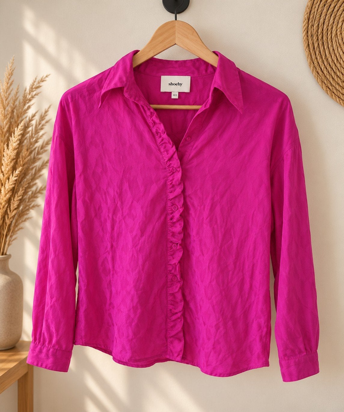 Shoeby fuchsia blouse met ruches - Maat XS/S, Ophalen of Verzenden, Zo goed als nieuw, Maat 34 (XS) of kleiner, Shoeby