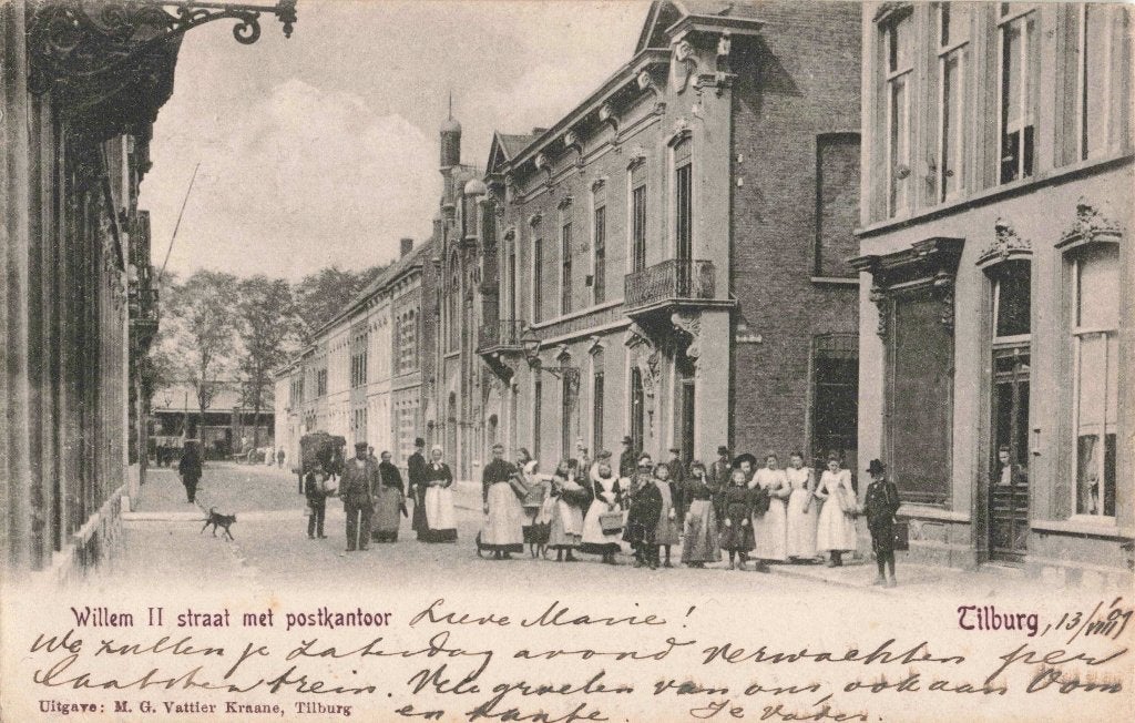 Tilburg Willem II straat met postkantoor B3432, Ophalen, Voor 1920, Gelopen, Noord-Brabant