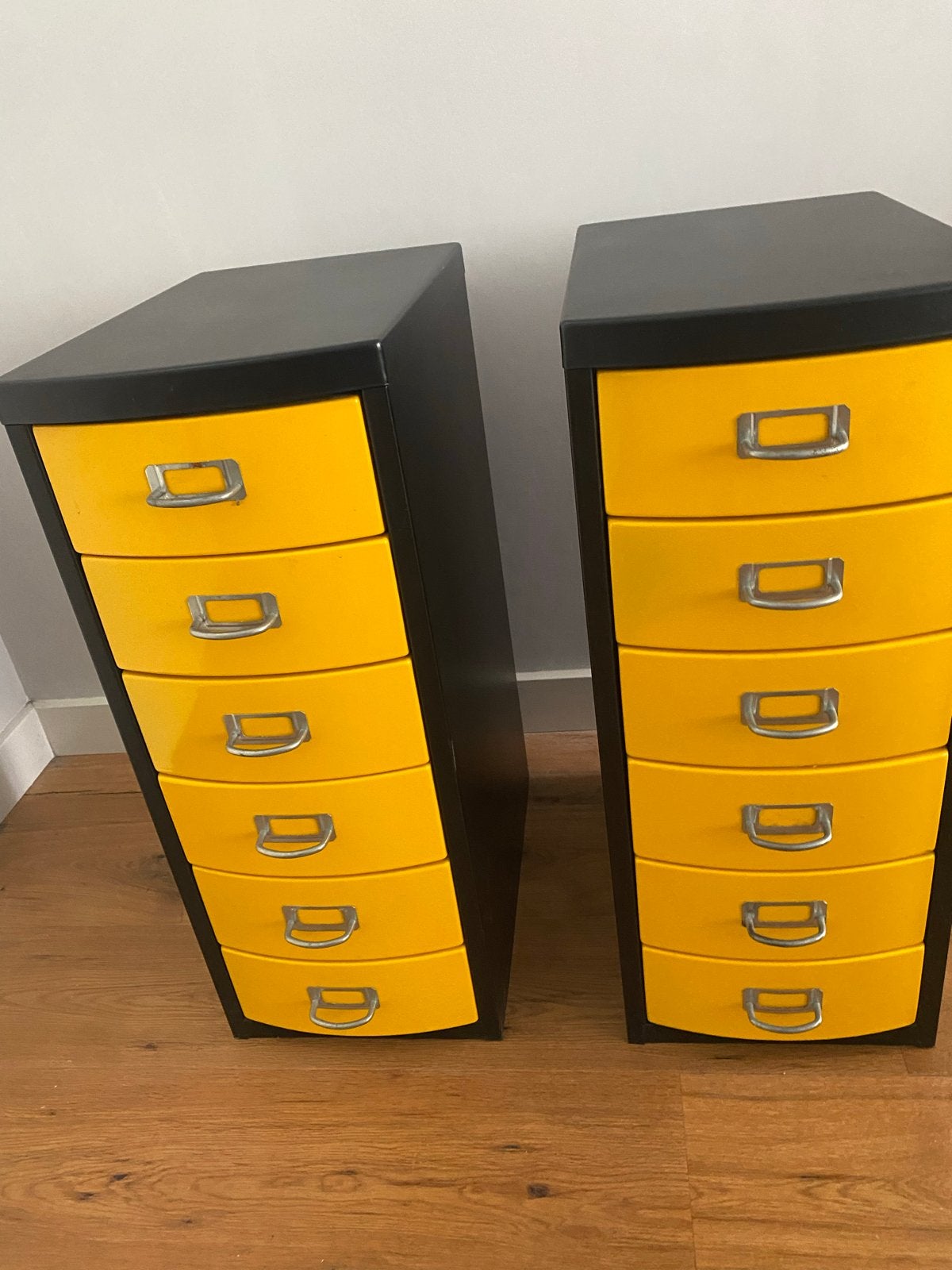 Set van 2 ladenblokken met 6 laden, geel en zwart, Huis en Inrichting, Kasten | Ladekasten, Ophalen, Gebruikt, 5 laden of meer