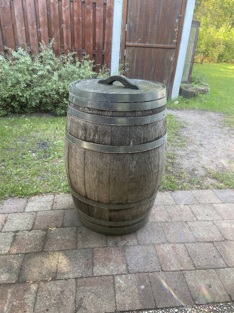 Authentieke houten regenton – 95 cm hoog | 58 cm diameter, Tuin en Terras, Ophalen, Gebruikt, Met kraantje, 150 liter of meer