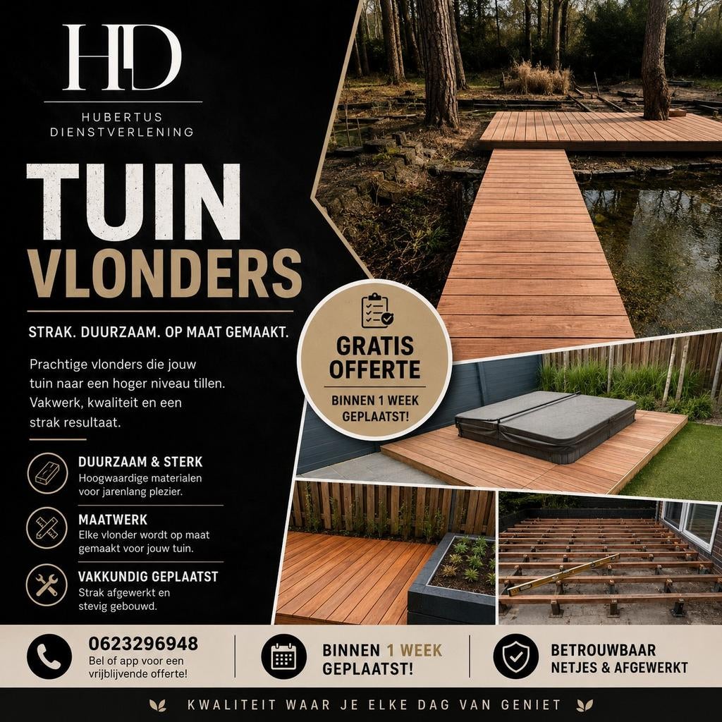 vlonder specialist, Tuin en Terras, Ophalen of Verzenden, Nieuw, Hout
