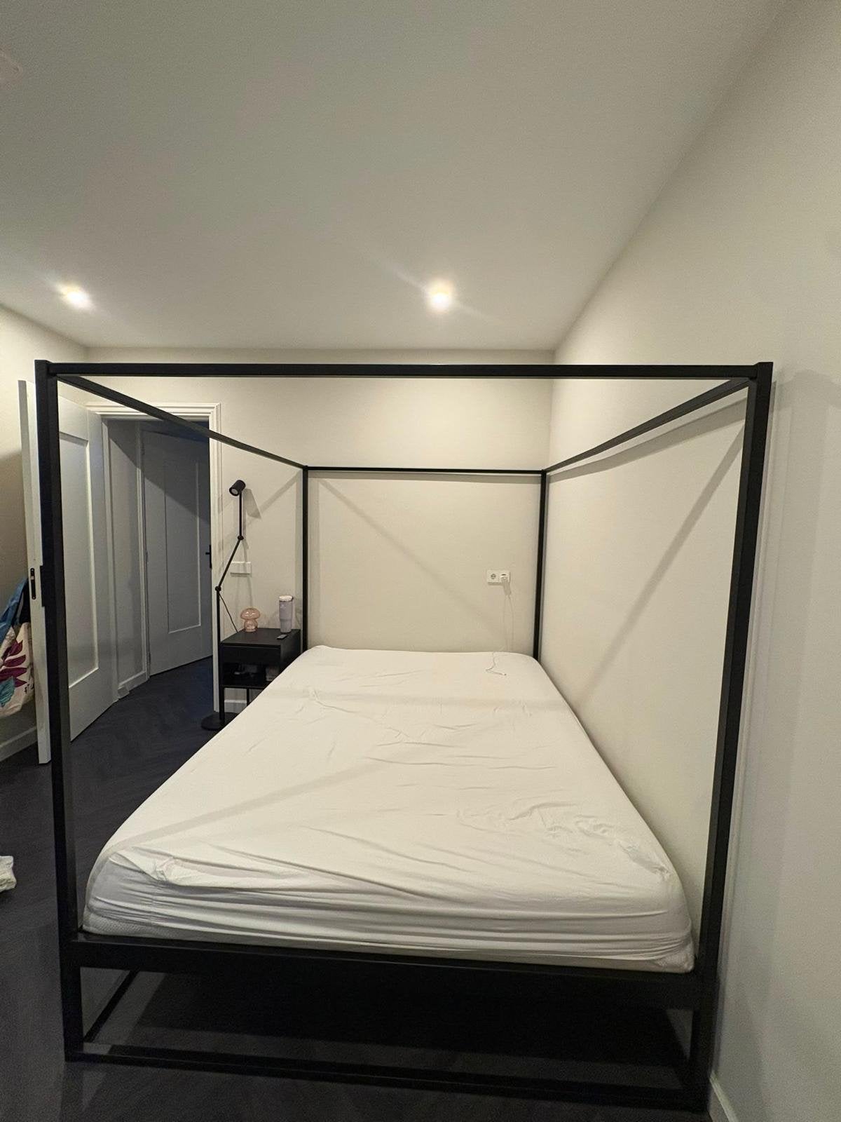Ikea zwarte stalen slaapkamerset, Gebruikt, Zwart, Tweepersoons, 200 cm