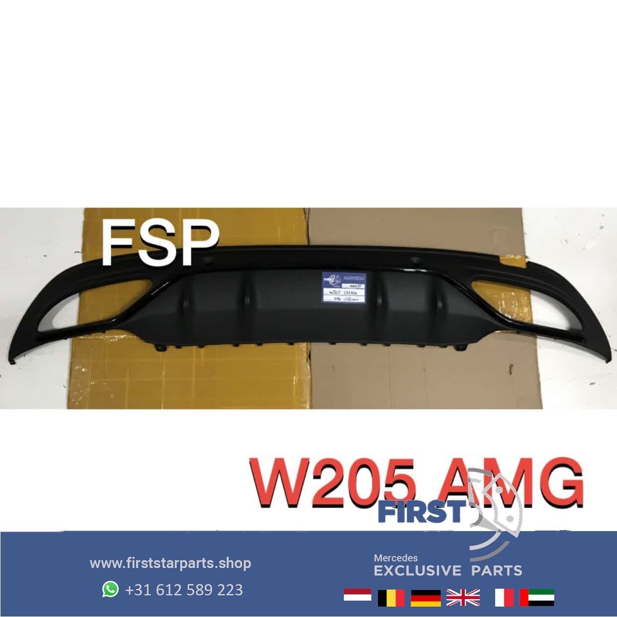 W205 AMG Diffuser Mercedes C Klasse C43 achterbumper spoiler, Gebruikt, -, Ophalen of Verzenden, -