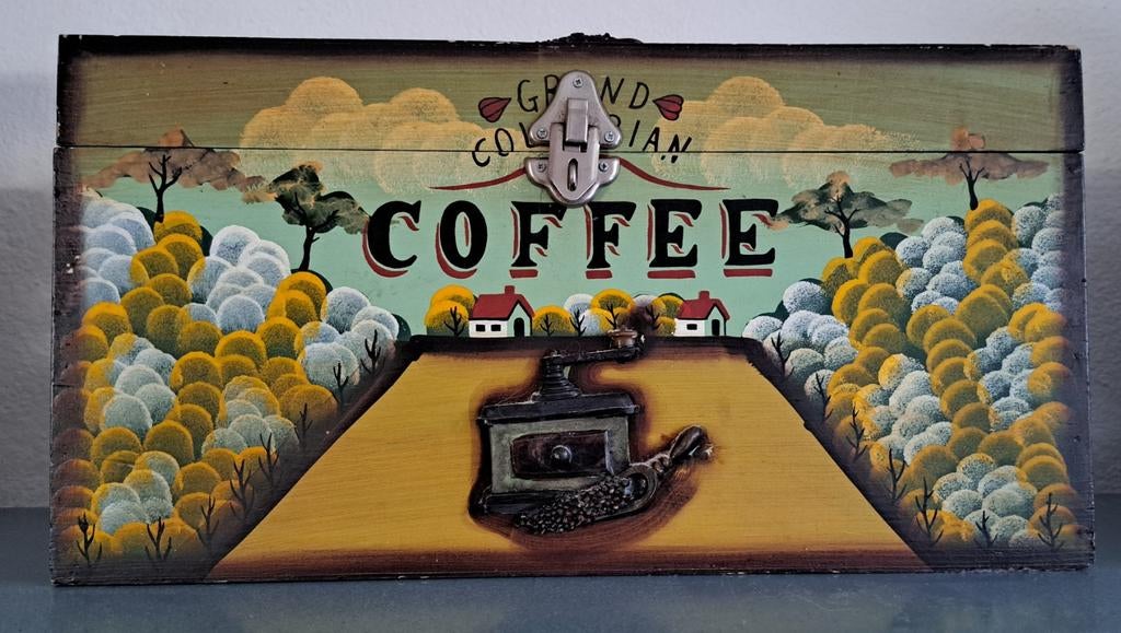 Set van 2 vintage houten kistjes 'Grand Colombian Coffee', Ophalen