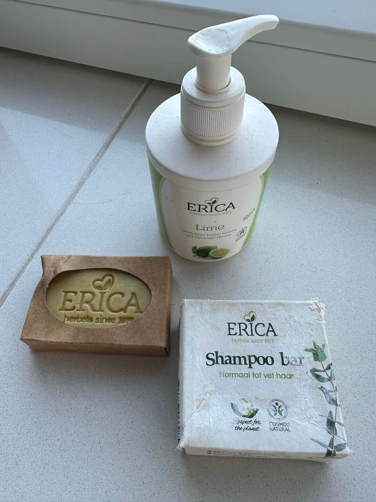 ERICA waslotion + shampoo bar + body bar, Ophalen, Nieuw, Bad & Douche