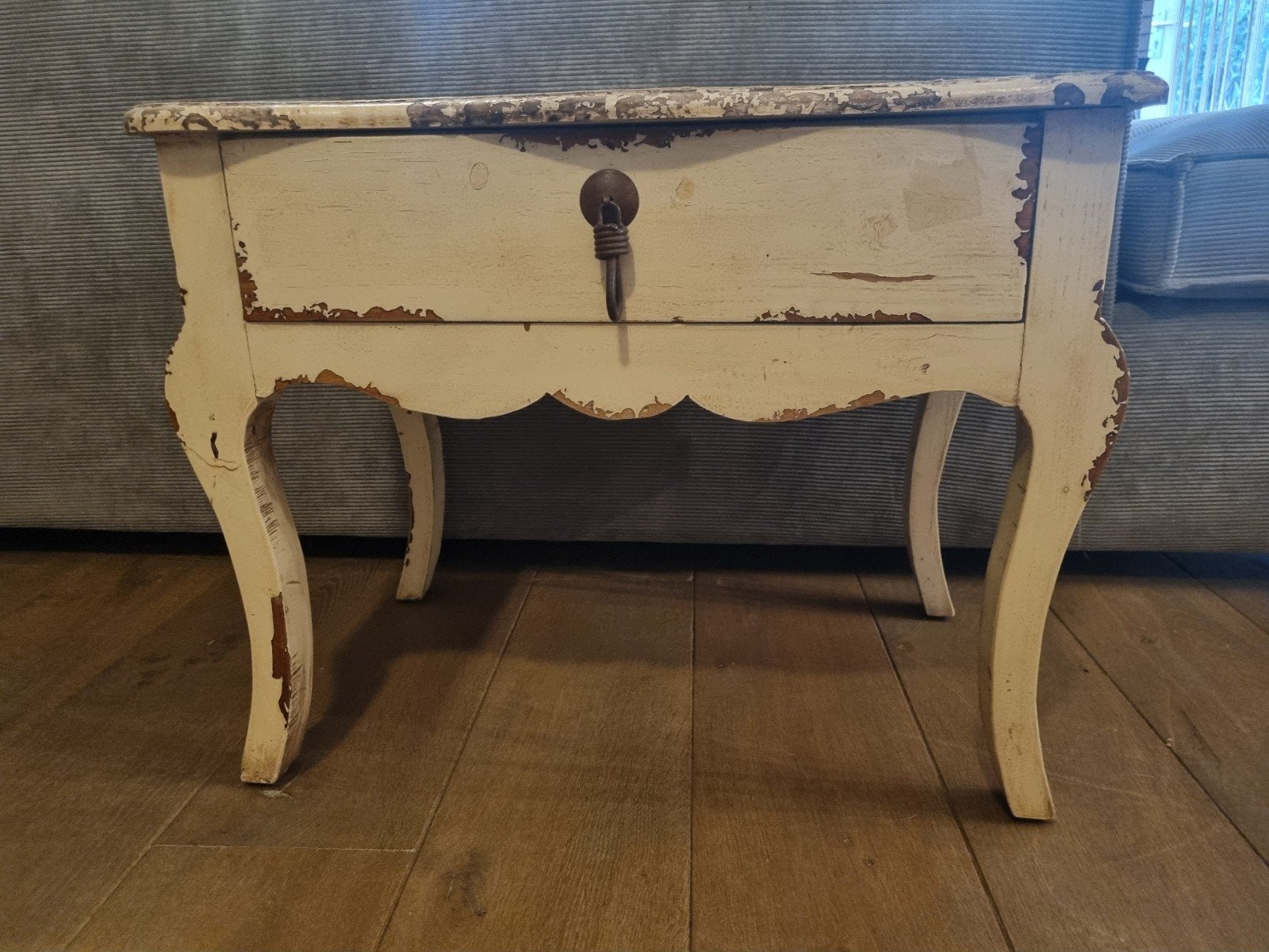 Loods 5 Nachtkastje/Bijzettafel met Lade - Brocante Stijl, Ophalen