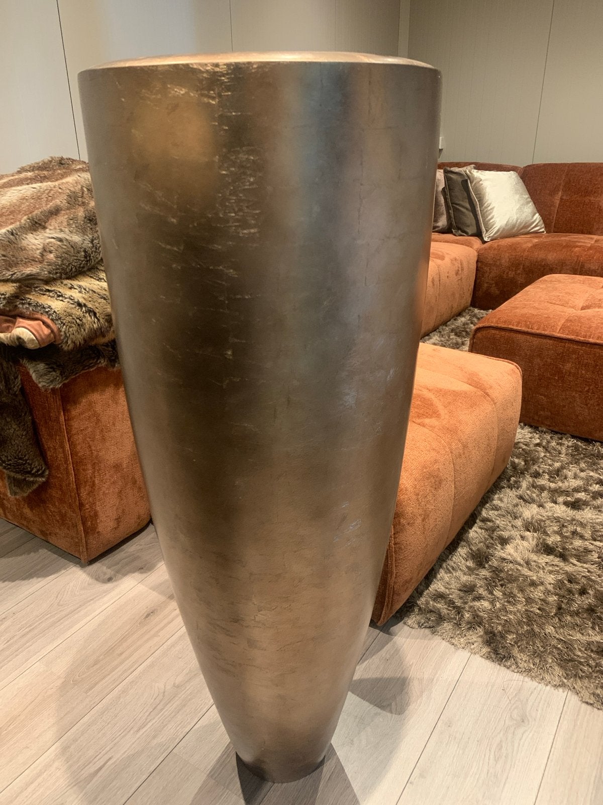 Gouden vaas/plantenbak, Eric Kuster/hotel chique stijl, Ophalen, Gebruikt, Goud, Metaal