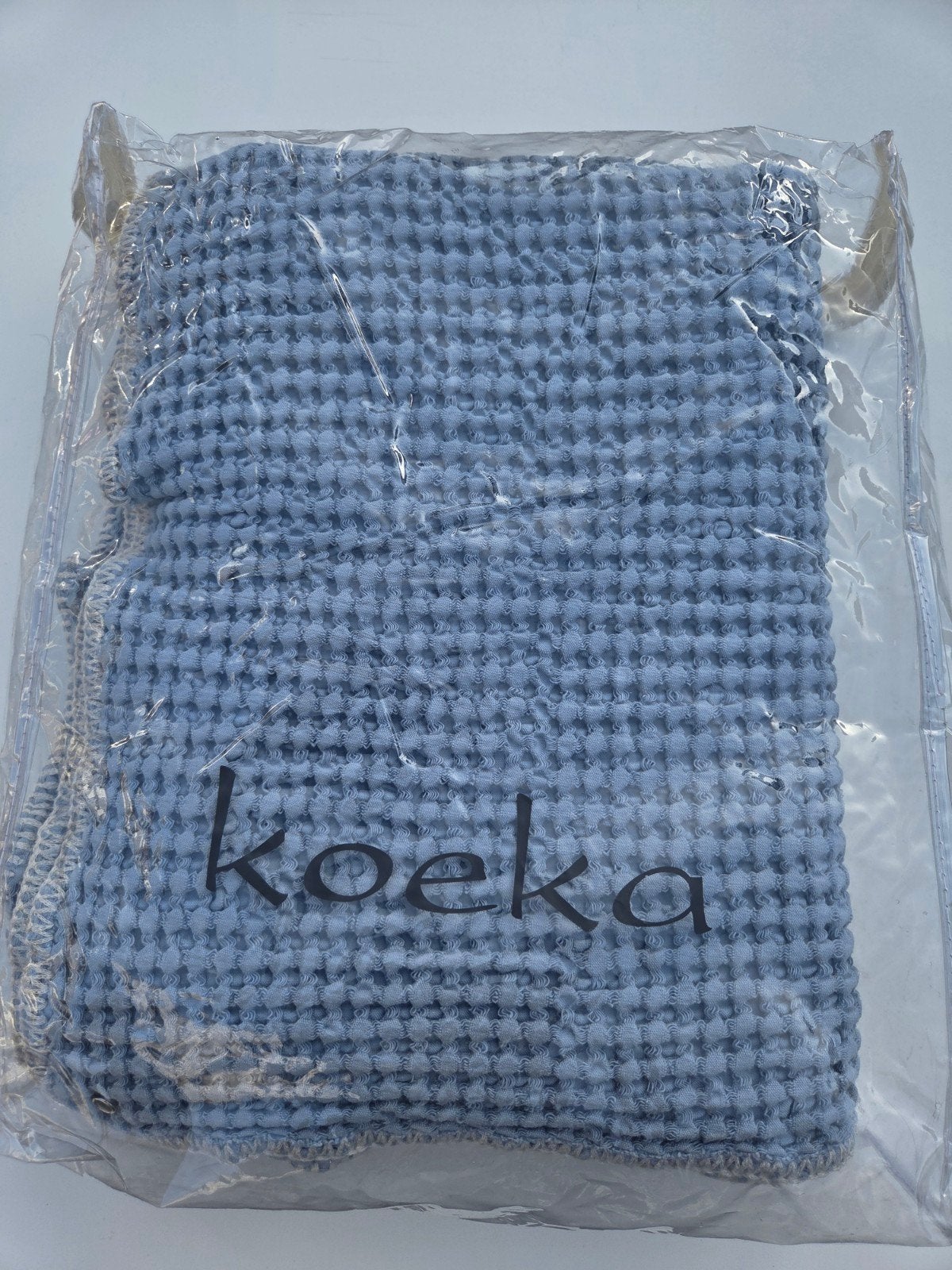 Koeka Wafel Deken Soft Blue/Silver Grey 100x150 cm, Ophalen, Wit, Jongetje of Meisje, Deken of Dekbed