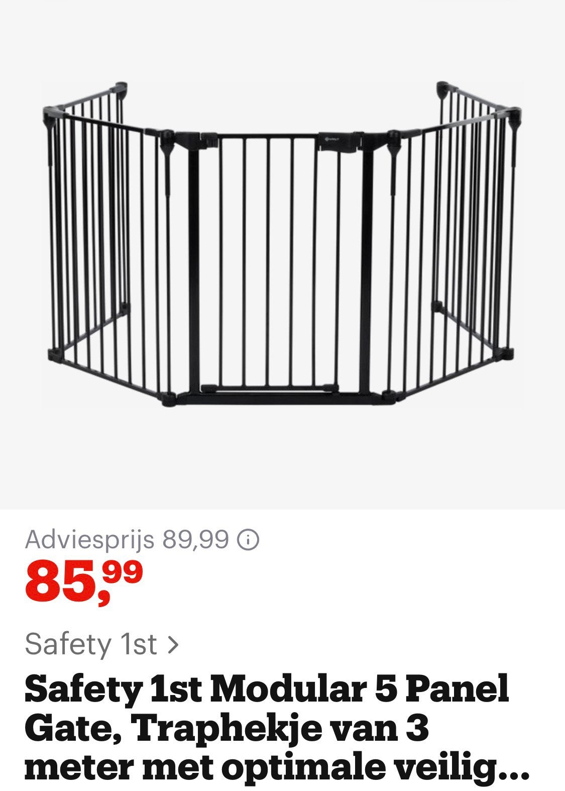 Safety 1st Modular 5 Panel Gate traphekje van 3 meter!, Ophalen, Gebruikt, Metaal of IJzer, 115 cm of meer