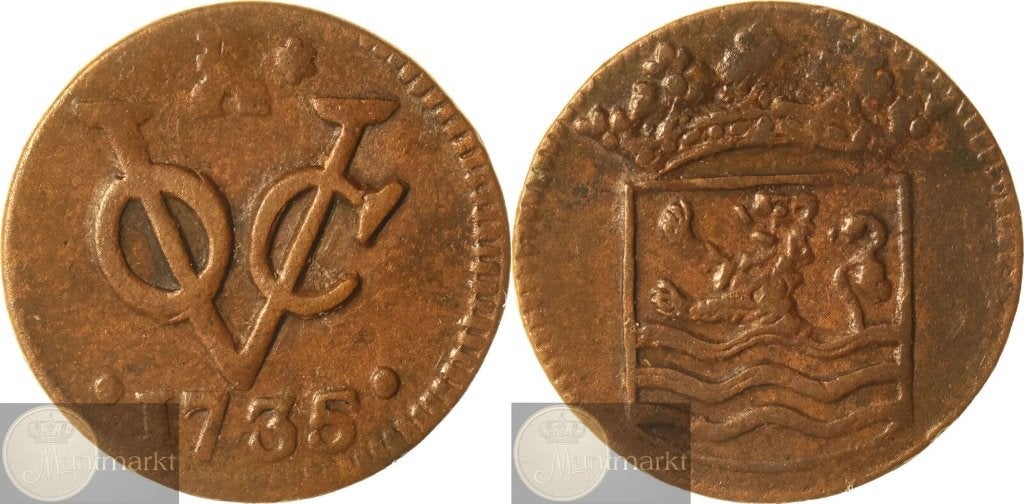 V.O.C. - Zeeland - Duit 1735 - Middelburg, Ophalen of Verzenden, Vóór koninkrijk, Overige waardes, Losse munt