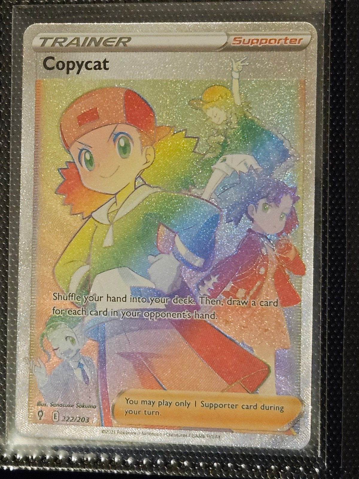 Pokemon Copycat 222/203 Evolving Skies, Ophalen of Verzenden, Zo goed als nieuw, Losse kaart, Foil