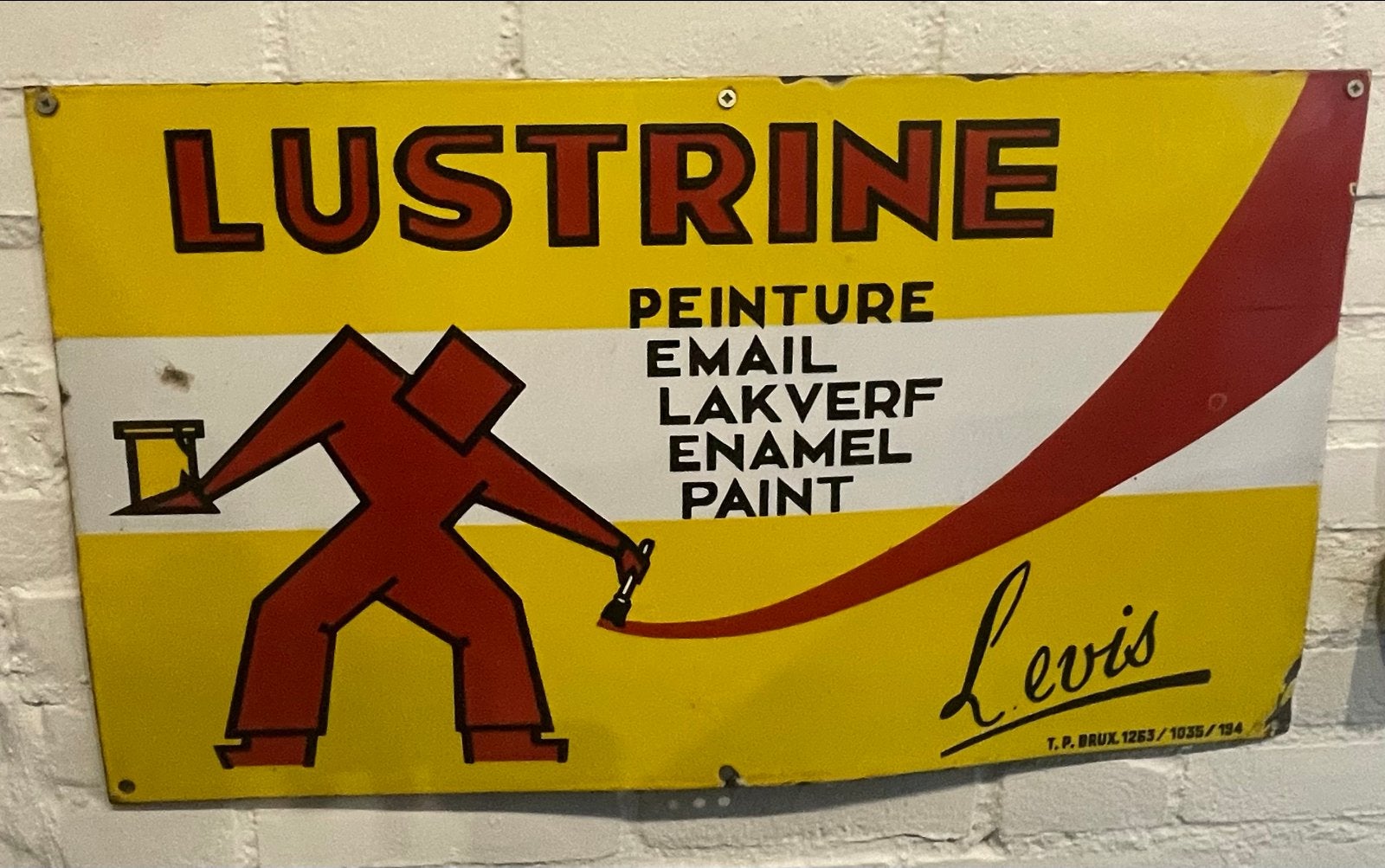 Origineel Lustrine Emaille Reclamebord Levi's Jaren '40, Verzamelen, Merken en Reclamevoorwerpen, Ophalen of Verzenden