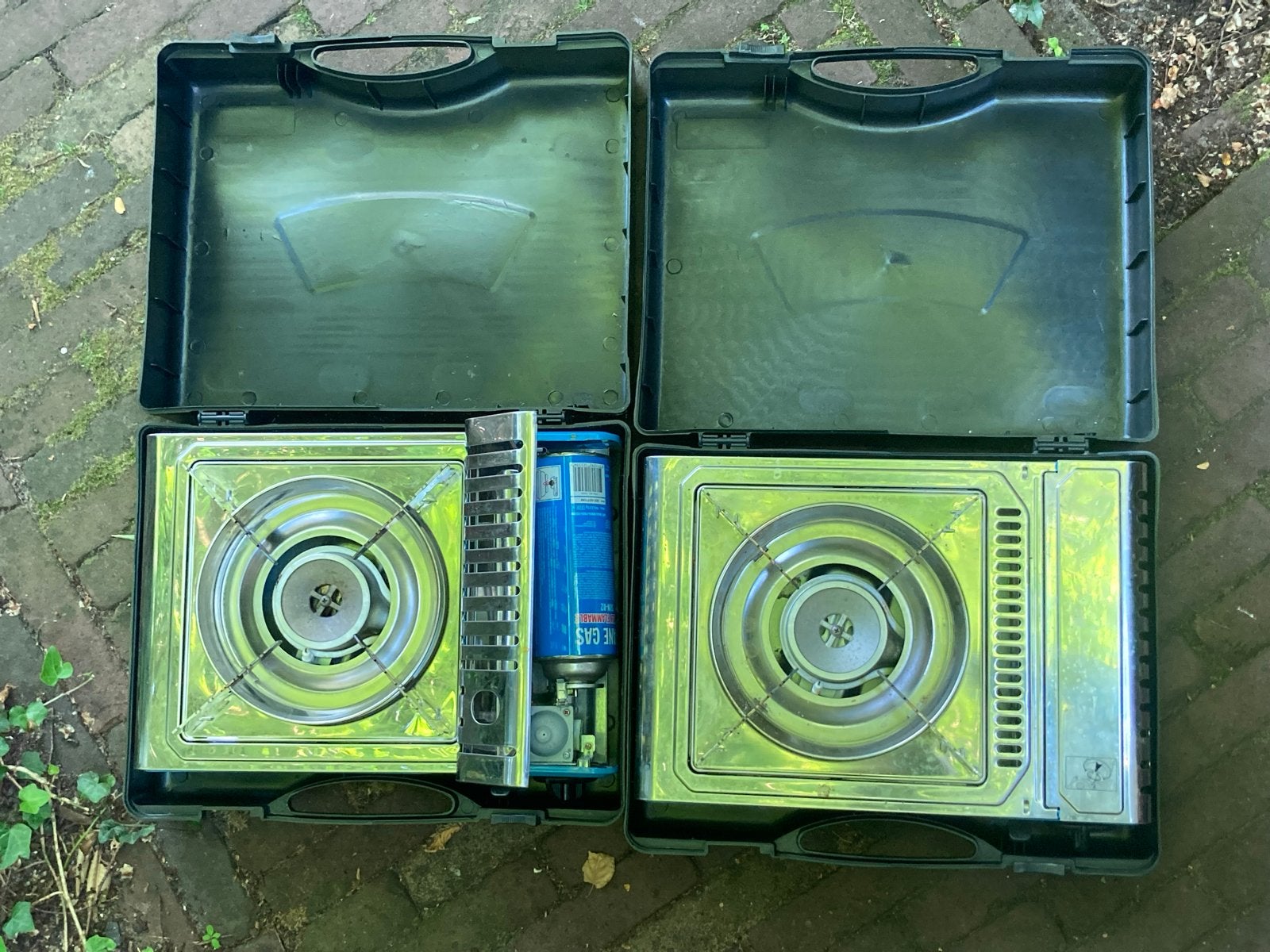 2x Draagbaar Gasfornuis Camping Kooktoestel met Koffer, Ophalen, Gebruikt