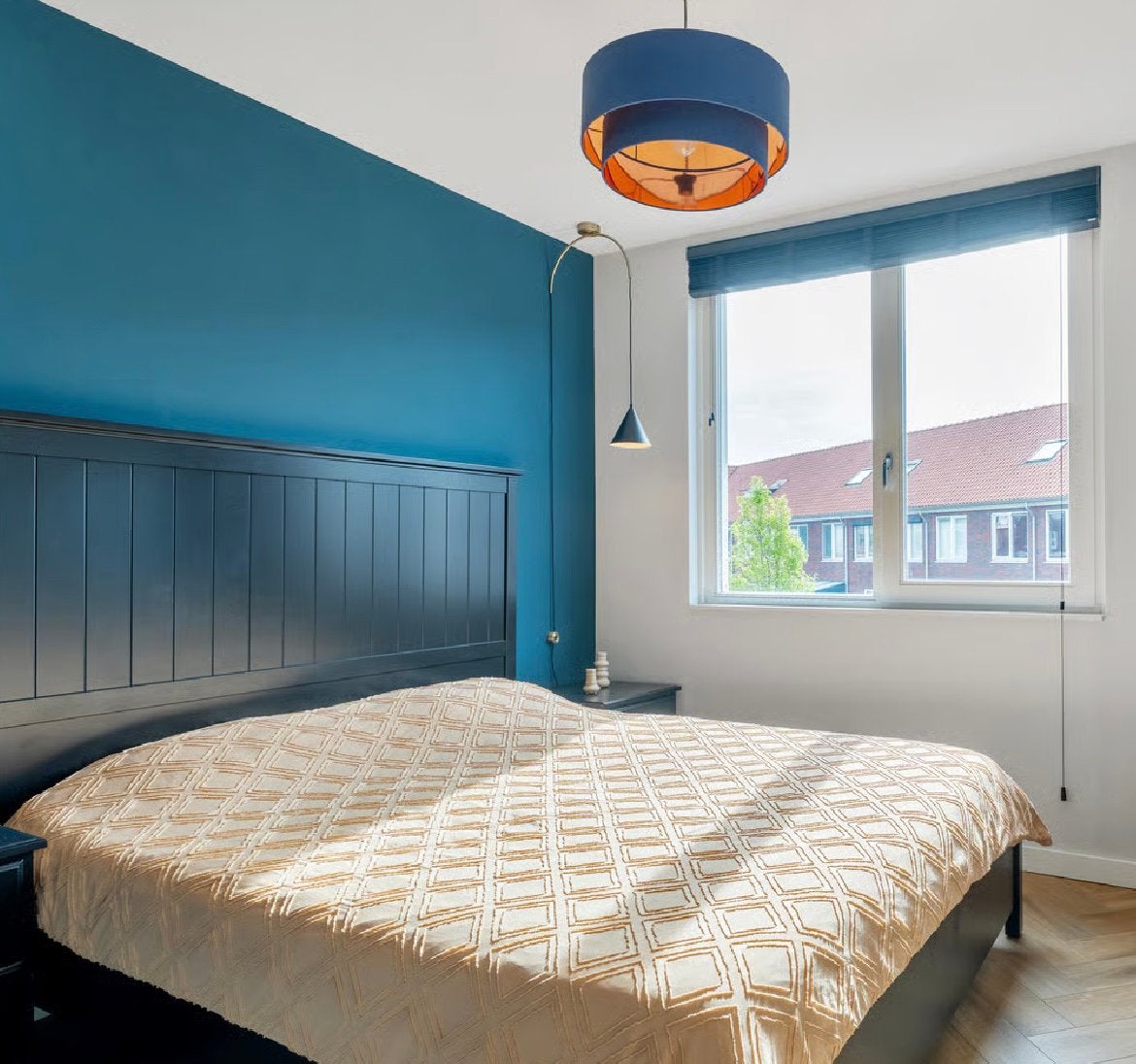 IKEA UNDREDAL bed (180x200 cm) met 2 nachtkastjes, Ophalen, Gebruikt, Zwart, Tweepersoons