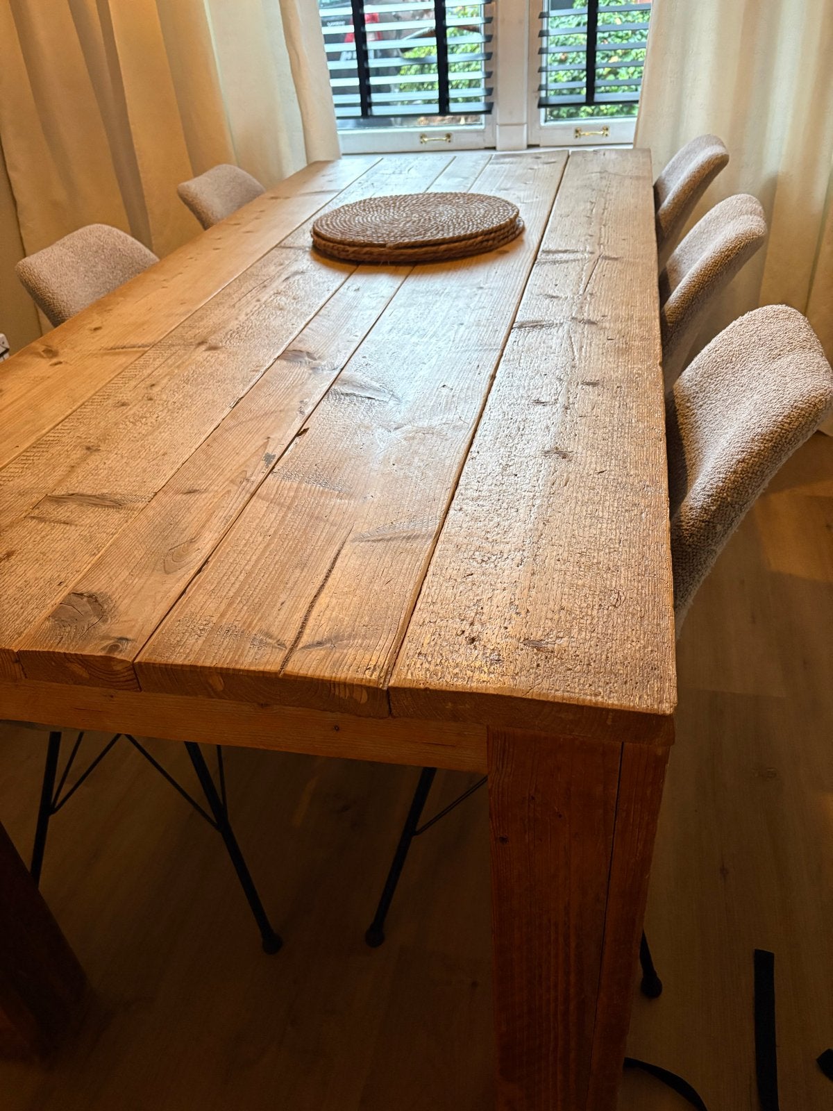 Robuuste houten eettafel - Perfect voor gezellige diners, Ophalen, Gebruikt, 200 cm of meer, 50 tot 100 cm