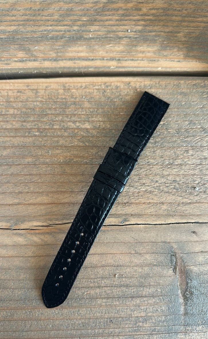 Horloge band zwart croco Cartier, Ophalen of Verzenden, Zo goed als nieuw, Leer, Overige merken