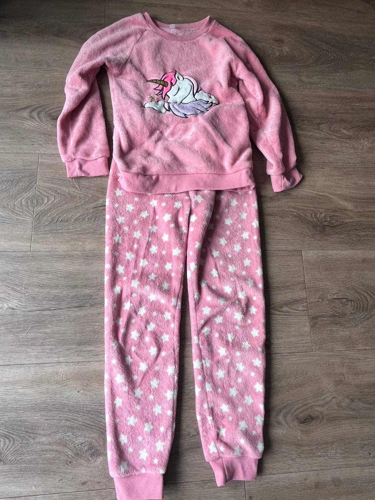 Roze fleece pyjama maat 146/152, Kinderen en Baby's, Kinderkleding | Maat 146, Ophalen of Verzenden, Zo goed als nieuw, Meisje