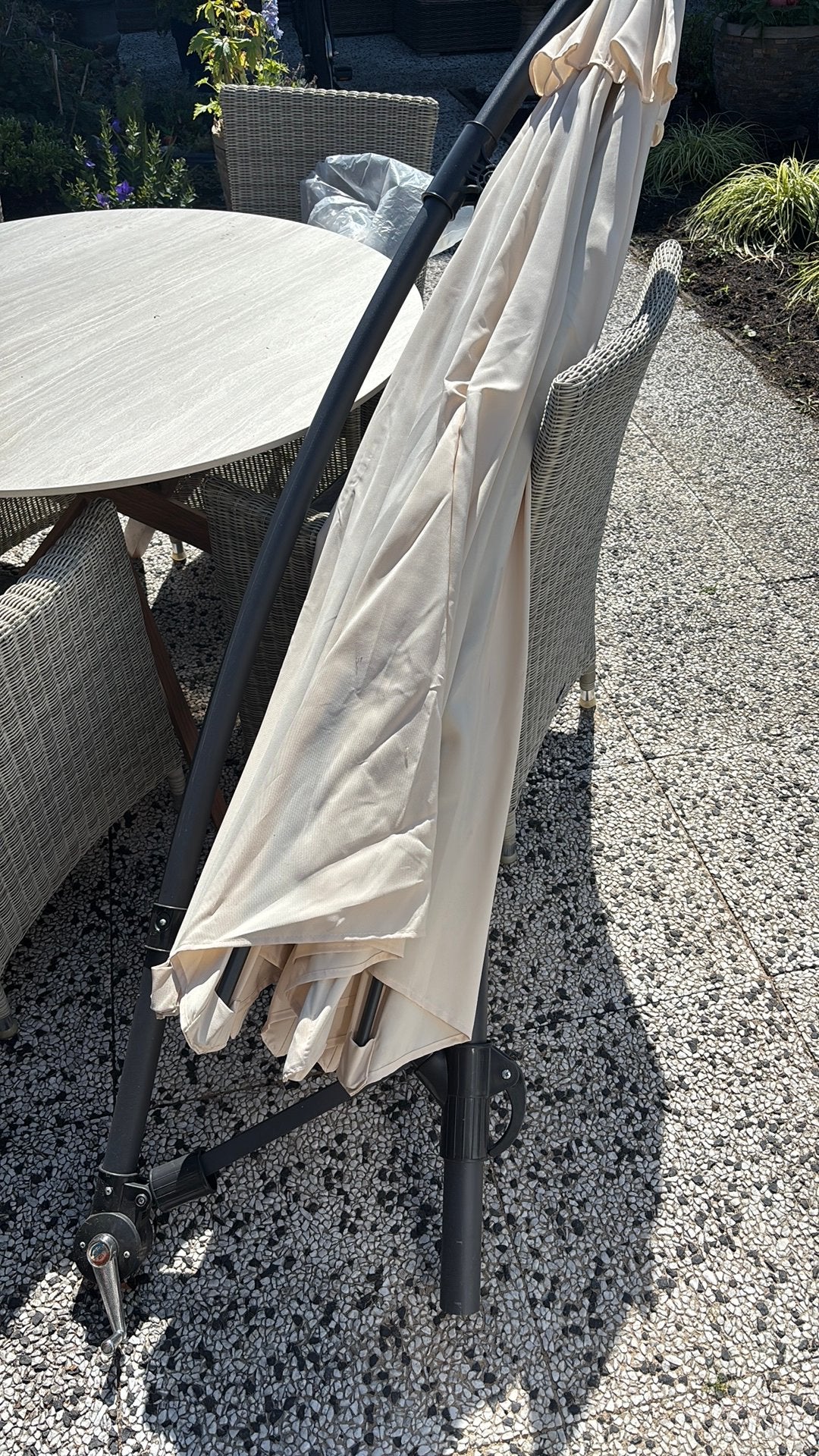 Nieuwe hangende parasol, Ophalen, Kantelbaar, 3 tot 4 meter, Zweefparasol