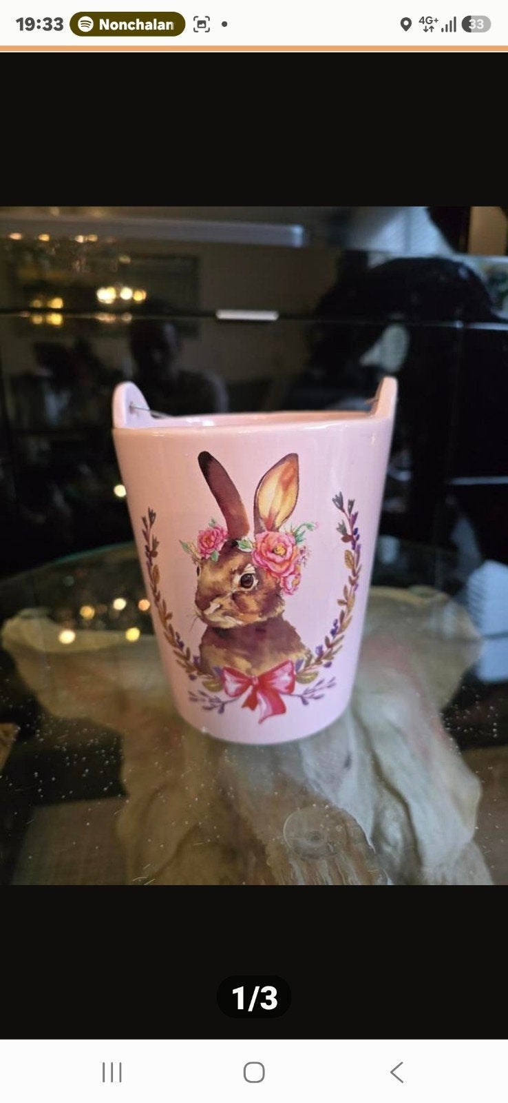 Leuke bloempot met een afbeelding van een konijntje., Ophalen of Verzenden, Nieuw, Kunststof