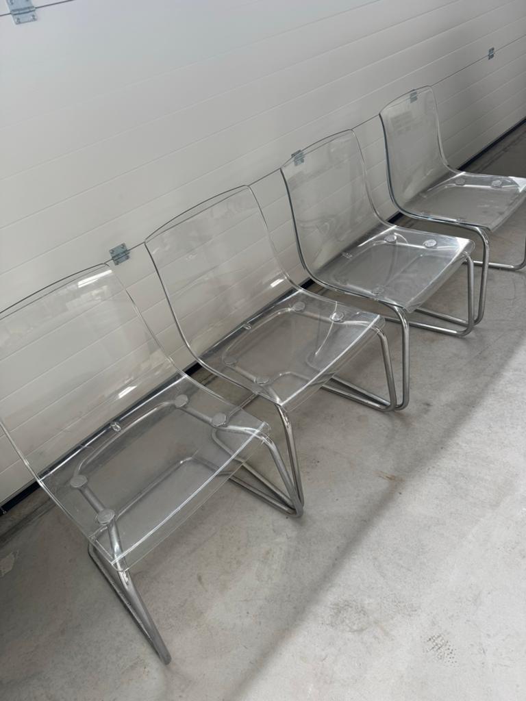 IKEA Tobias stoelen transparant - set van 4, Huis en Inrichting, Stoelen, Kunststof, Gebruikt, Overige kleuren, Ophalen of Verzenden