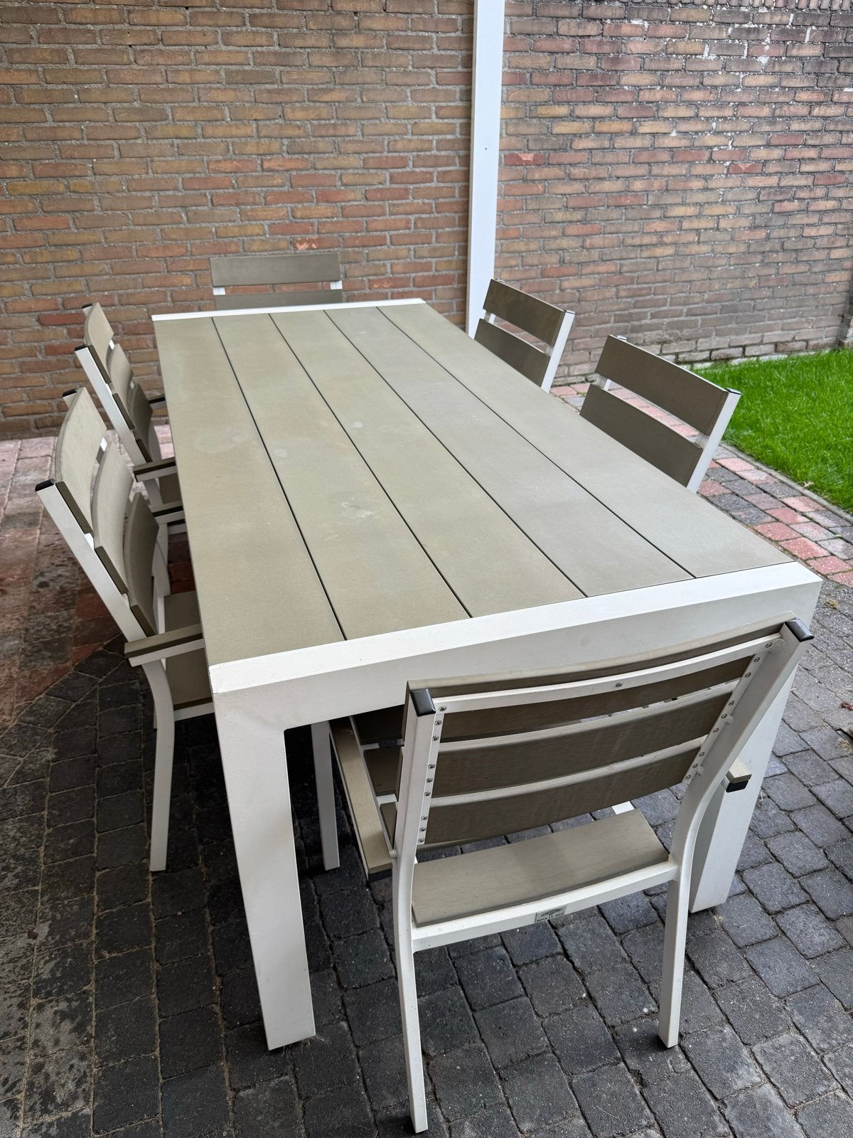 Aluminium, composiet Bois le Duc tuinset 6 stoelen 200x90cm, Ophalen, Gebruikt, Eettafel, 6 zitplaatsen