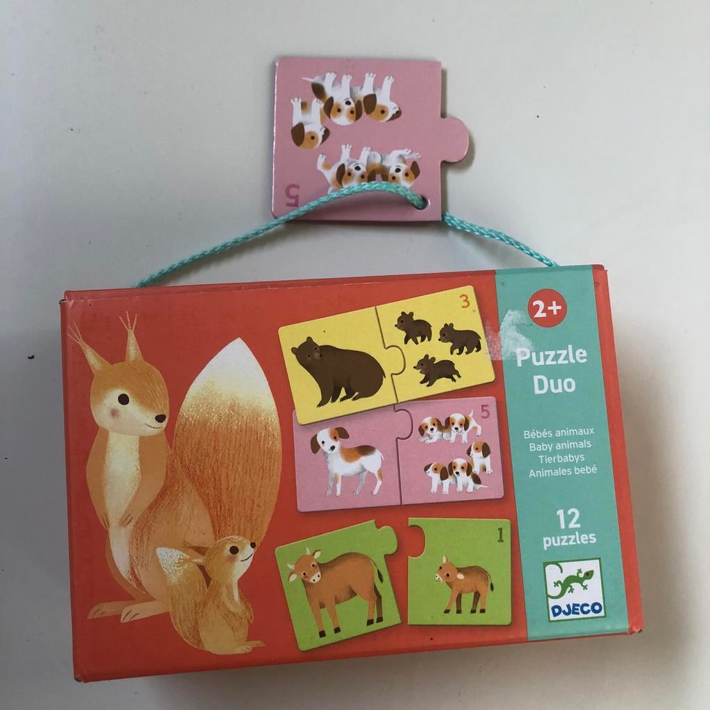 Djeco Duo Puzzels, Baby Dieren, 12 x 2 st, Ophalen, Zo goed als nieuw