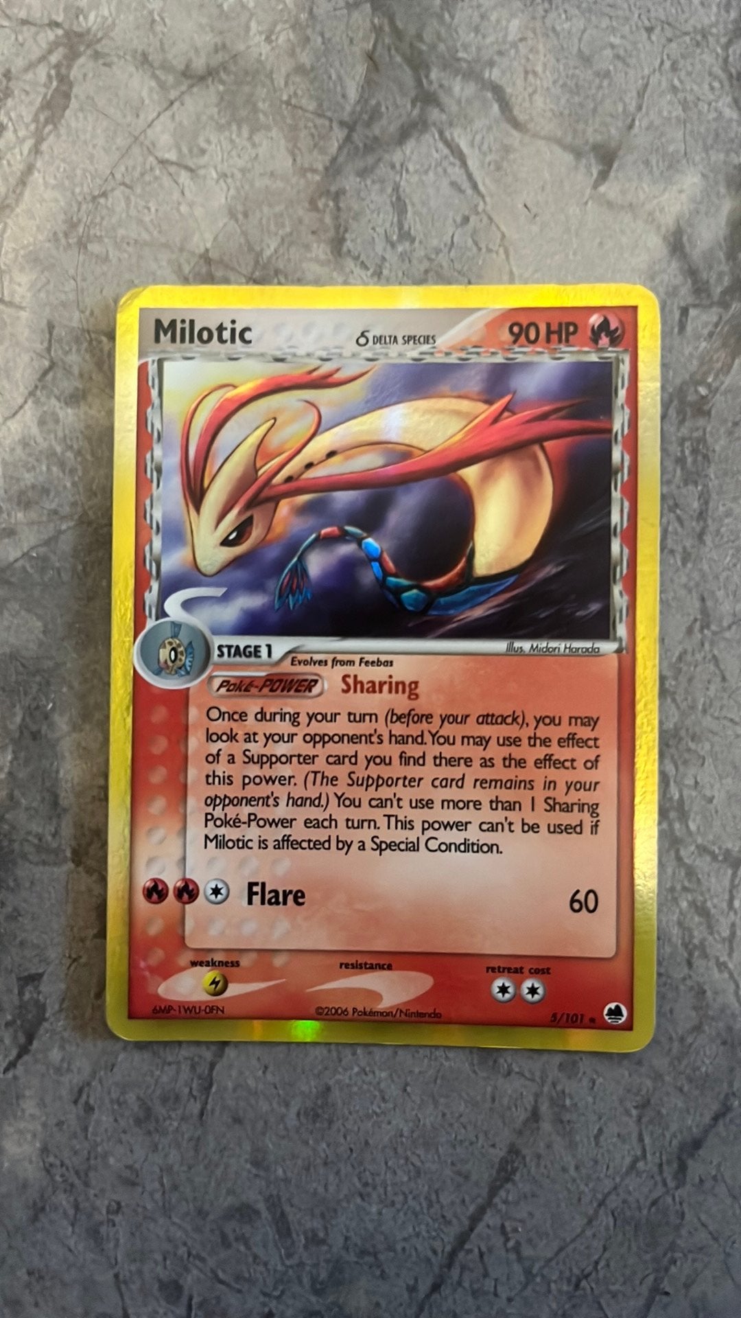 Milotic δ 5/101 Holo – EX Dragon Frontiers 2006 – lp, Verzenden, Zo goed als nieuw