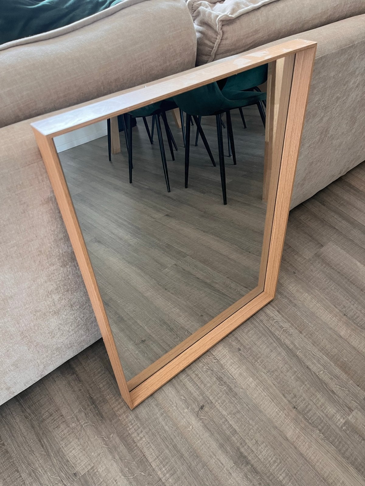 Stijlvolle spiegel 60x80cm met houten lijst, Ophalen, Zo goed als nieuw, Minder dan 100 cm, Rechthoekig