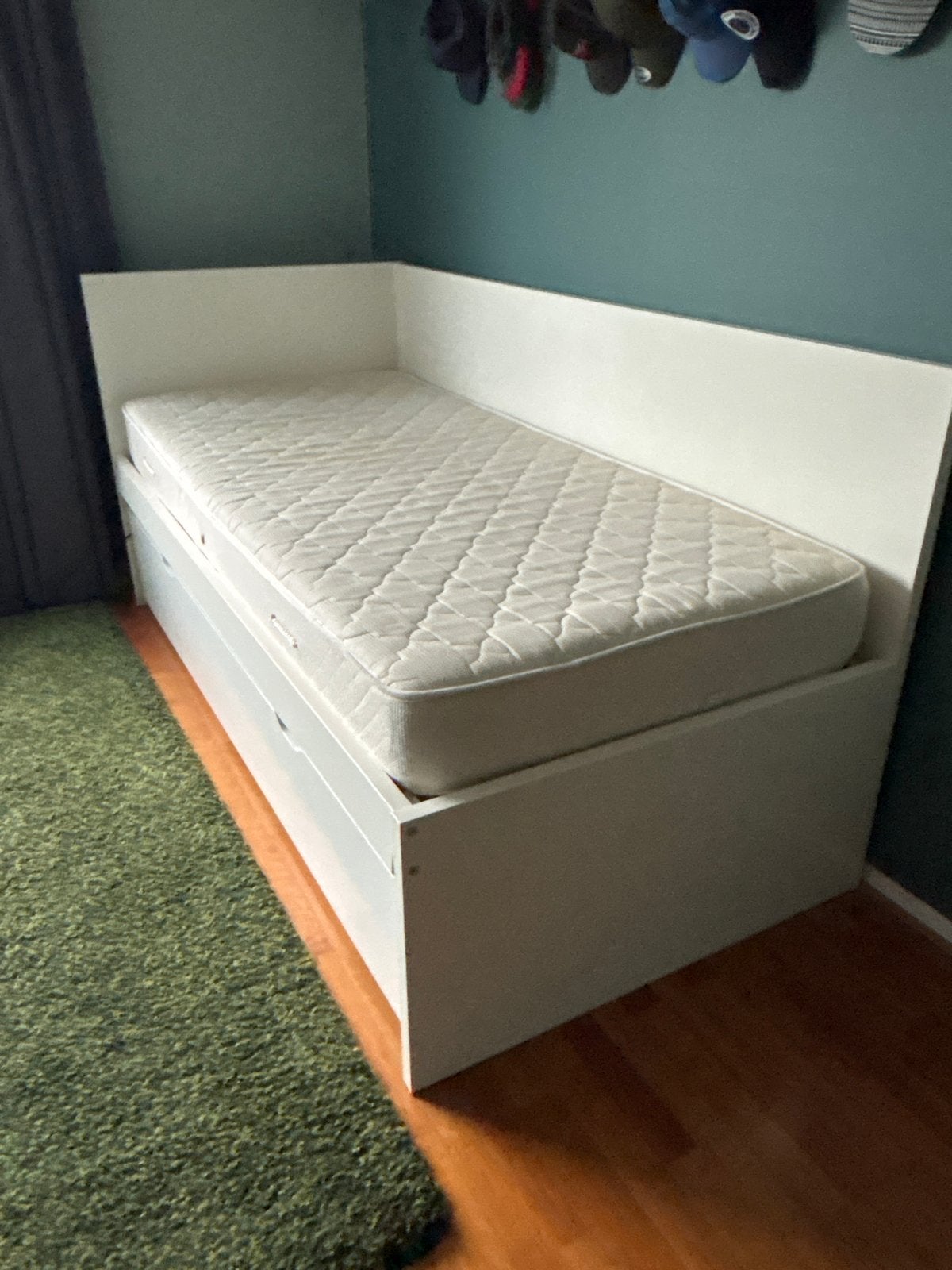 IKEA Hemnes bedbank met verstelbare lattenbodem, Ophalen, 90 cm, Wit, Tweepersoons
