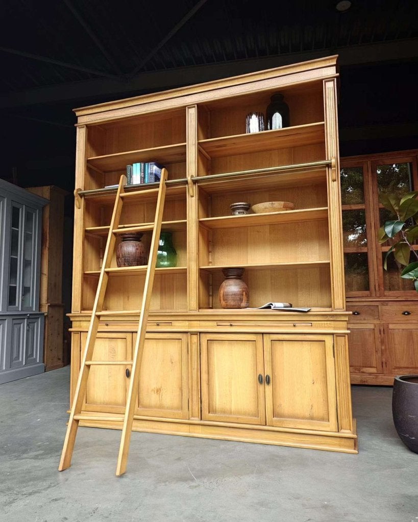 Hoge eikenhouten boekenkast | Bibliotheekkast ladder #4792