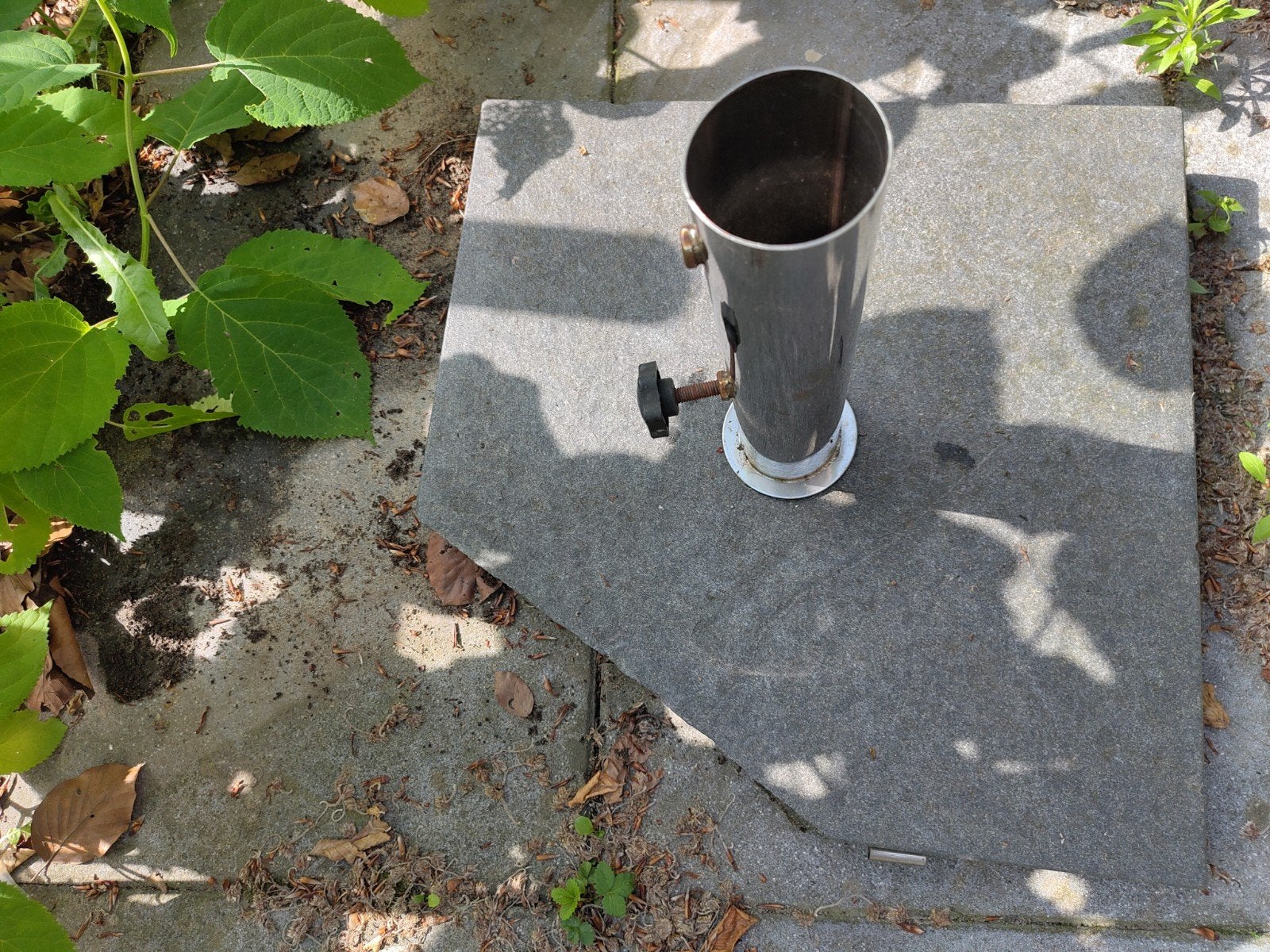 Parasolvoet van graniet met RVS buis, Tuin en Terras, Parasols, Ophalen, Minder dan 1 meter, Parasolvoet