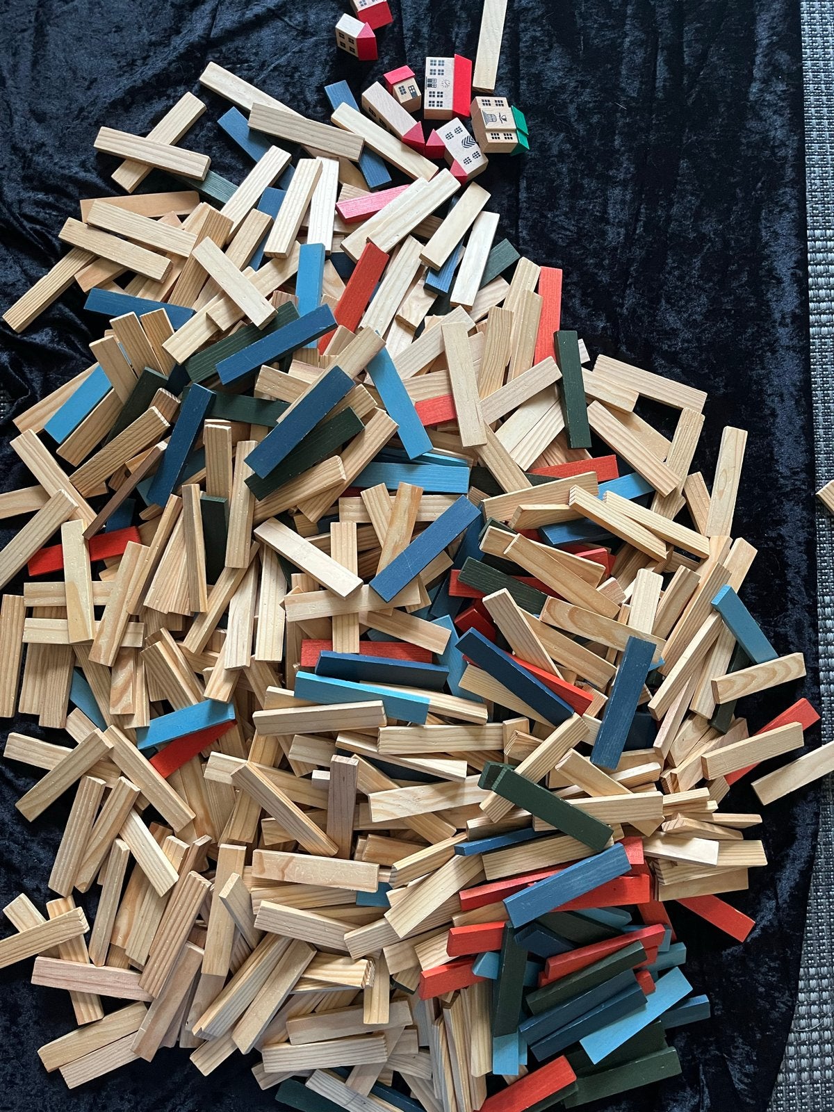 Grote partij houten bouwblokjes, diverse kleuren, Ophalen of Verzenden, Gebruikt, Overige merken