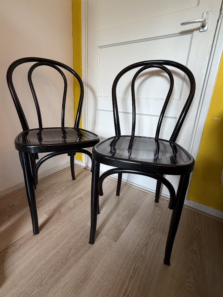 Zwarte cafestoelen (4 stuks), Gebruikt, Vier, Ophalen, Hout