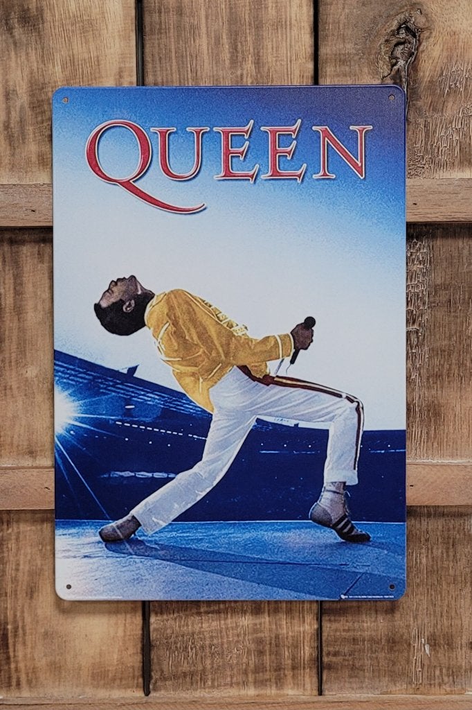 Queen Freddie Mercury Wembley reclamebord van metaal deco, Info@deconoord.nl, Deco Noord, Nieuw, Ophalen of Verzenden