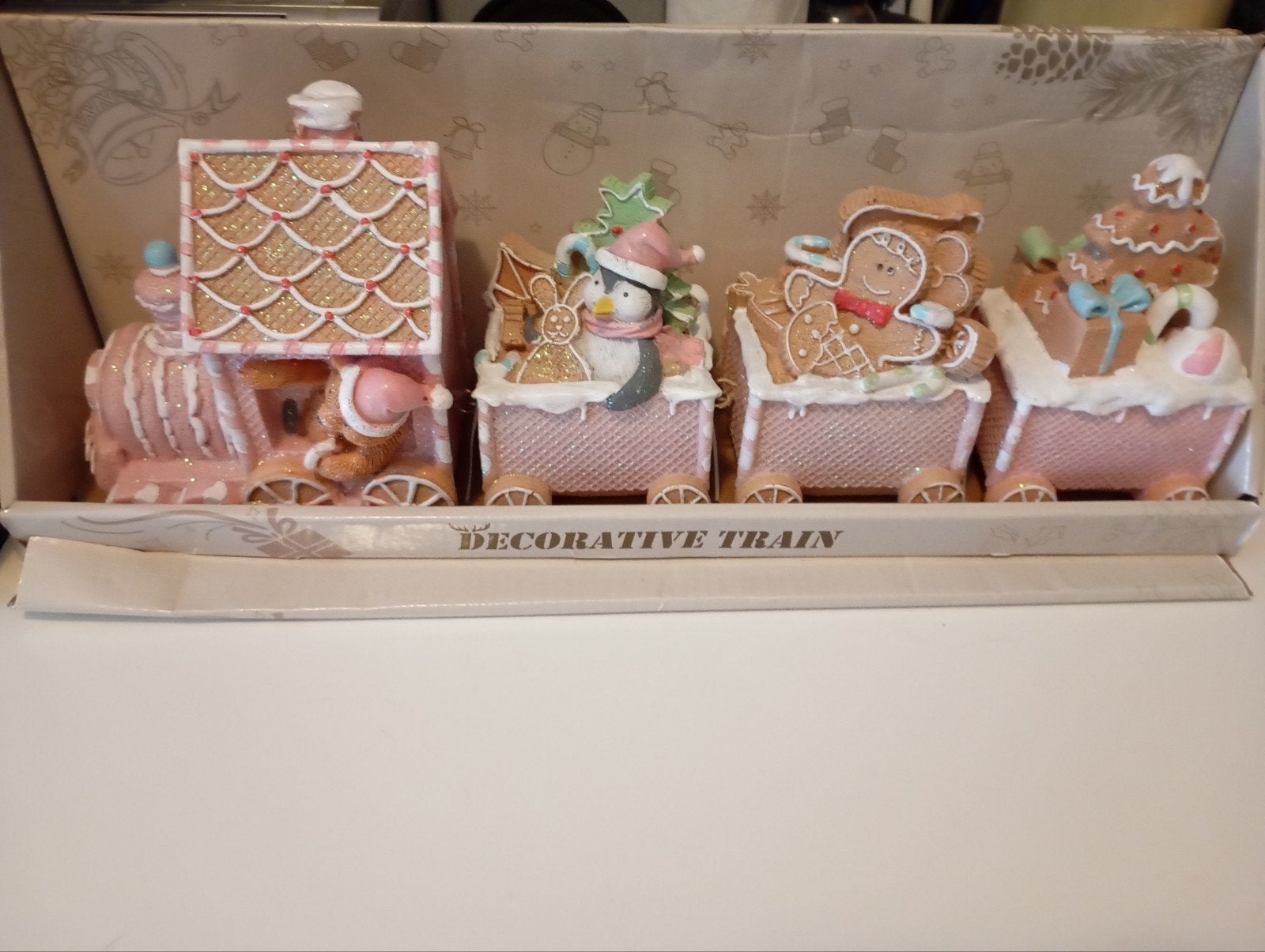 Pink Gingerbread Decorative Train NIEUW IN DOOS NU 25€., Ophalen of Verzenden, Nieuw