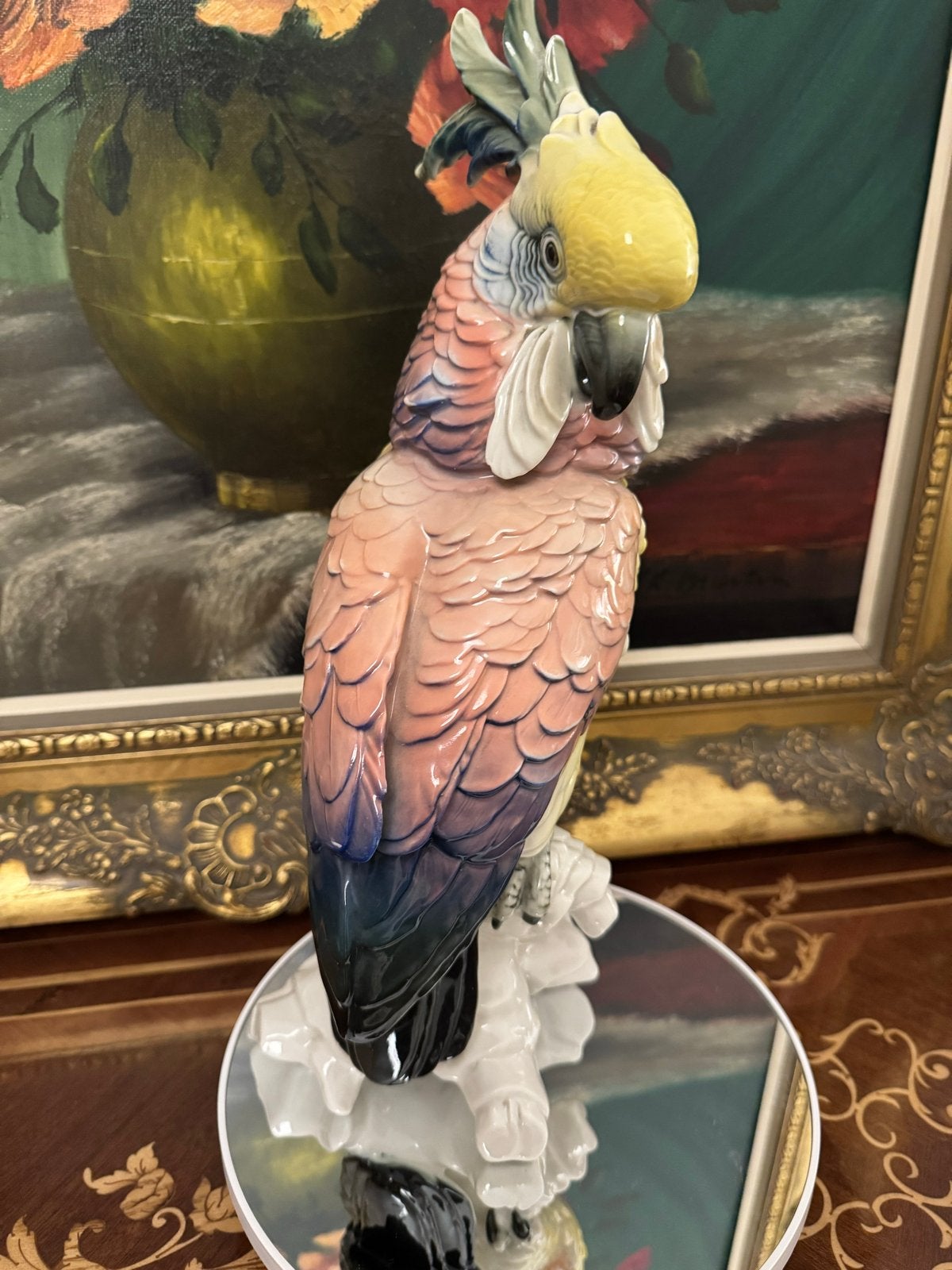 Karl Ens  porseleinen kaketoe beeldje , 35 cm, Antiek en Kunst, Ophalen of Verzenden