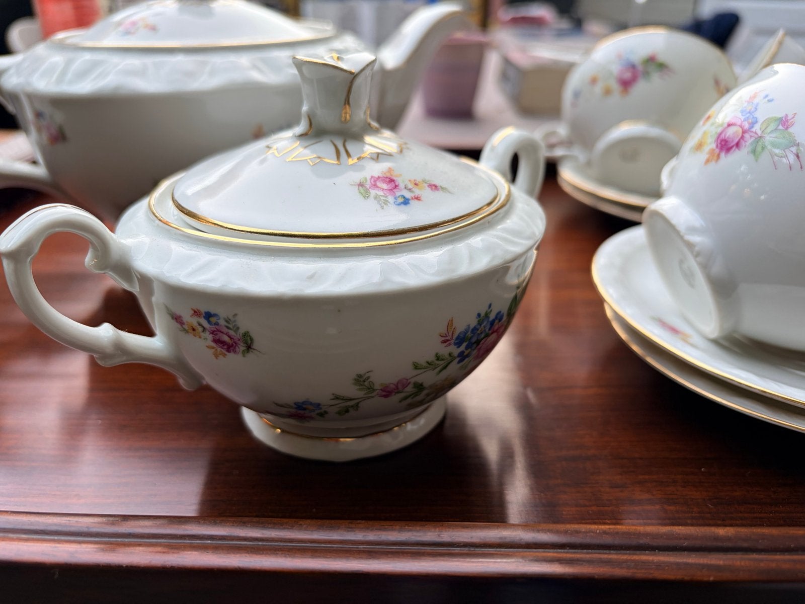 Vintage Tsjechoslowaaks Theeservies - Bloemen & Goud, Ophalen