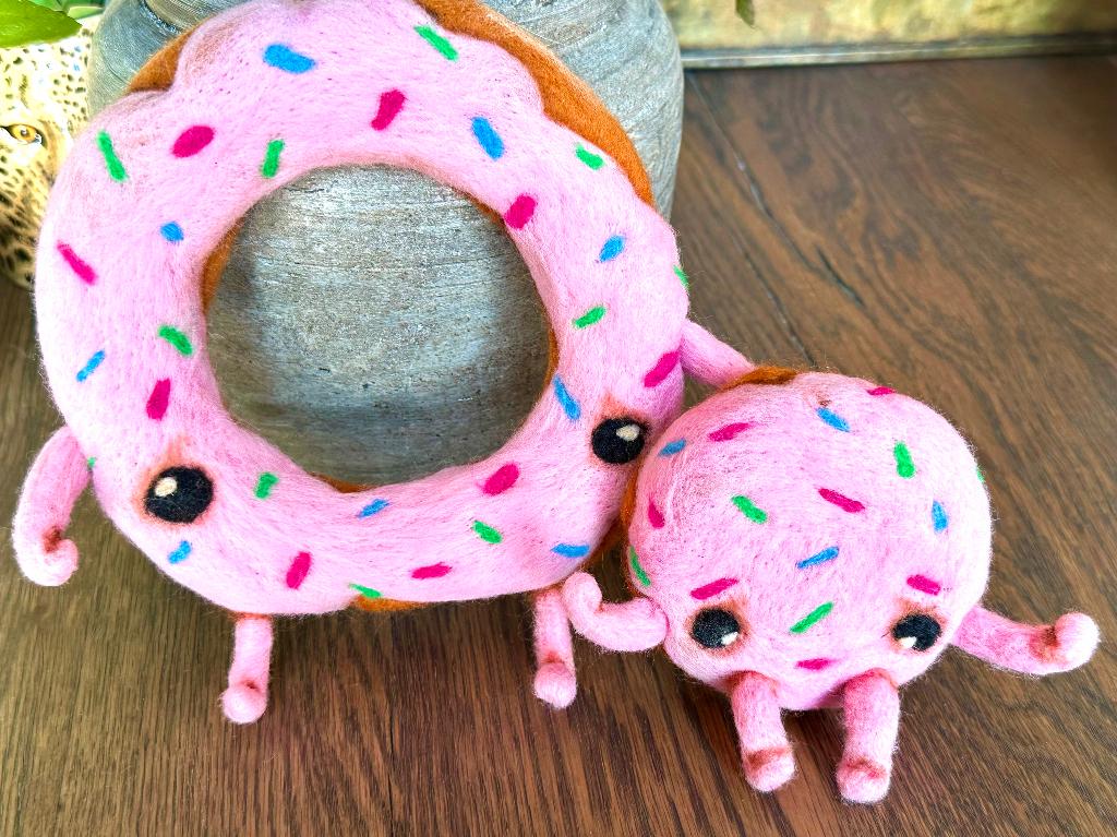 Donut moeder kind Teddybeer Handgemaakt Pop beer Popje mama, Verzenden, Nieuw