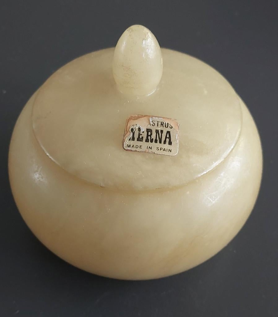 Vintage albasten doosje met deksel - Made in Spain, Ophalen of Verzenden
