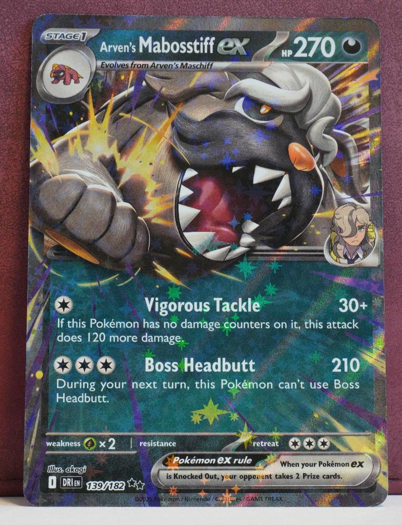 Arven's Mabosstiff EX 139-182  Destined Rivals Pokèmon Kaart, Verzenden, Nieuw, Losse kaart