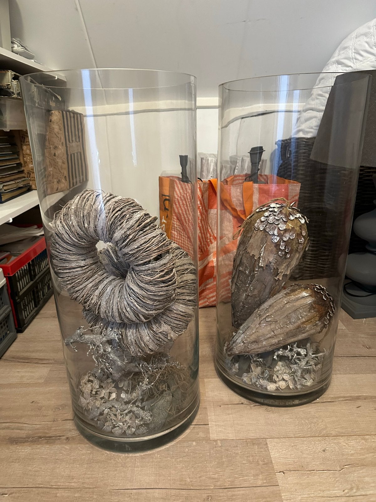Set van 2 Grote Glazen Vazen - Rond, 30x70cm, 9mm Dik, Ophalen