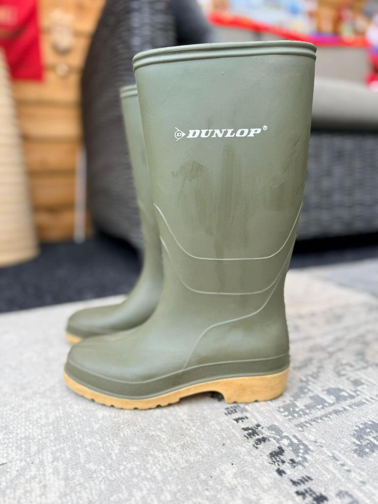 Dunlop groene regenlaarzen maat 34, Ophalen, Gebruikt, Jongen of Meisje, Laarzen